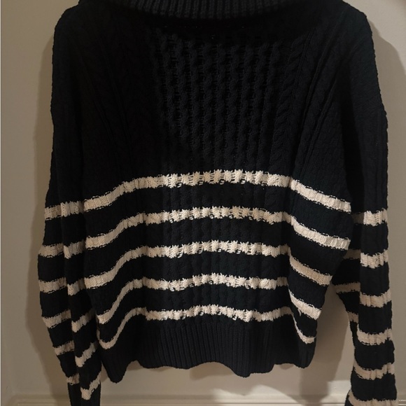 La Ligne x Target Black and White Striped Zip Sweater - Picture 4 of 5